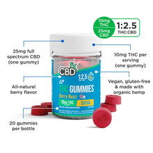 Load image into Gallery viewer, CBDfx Delta-9 THC Gummies + CBD: Berry Buzz Sativa