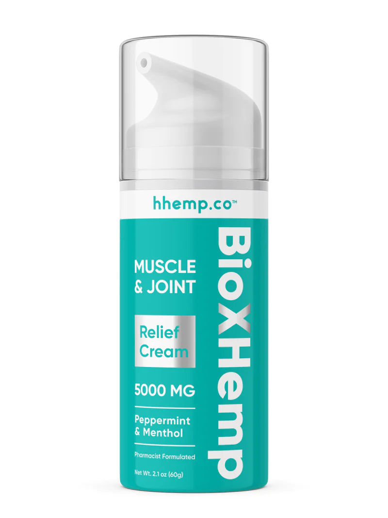 BIOXHEMP MUSCLE & JOINT RELIEF CREAM - PEPPERMINT AND MENTHOL (5,000MG)