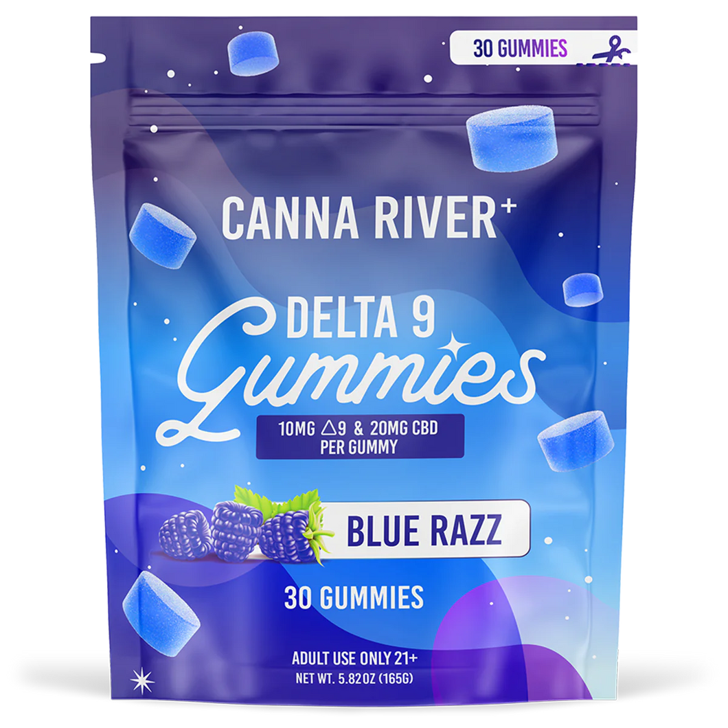 Canna River D9 THC:CBD Blue Razz Gummies