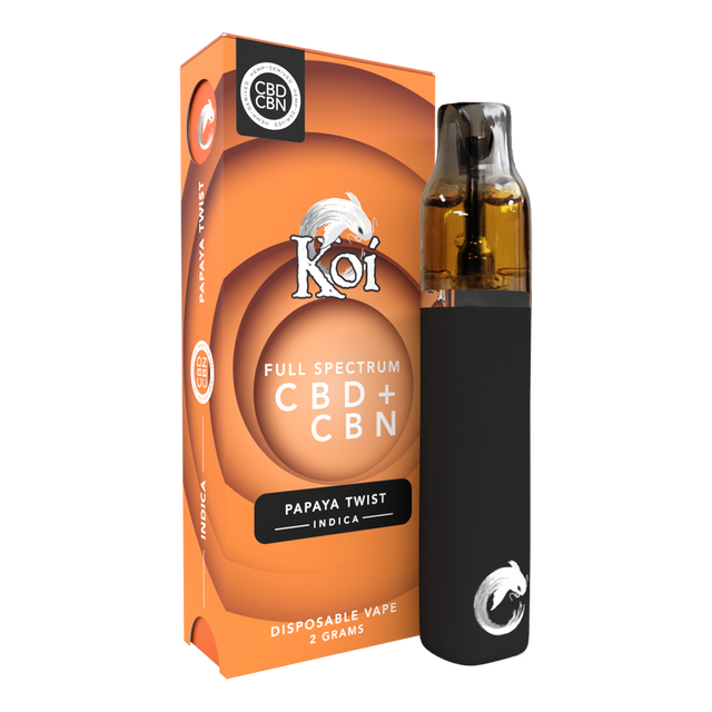 Koi Full Spectrum CBD + CBN Disposable Vape Bar (2 Gram) - Papaya Twis CBDFarmacy Koi Full Spectrum CBD + CBN Disposable Vape Bar (2 Gram) - Papaya Twis CBDFarmacy