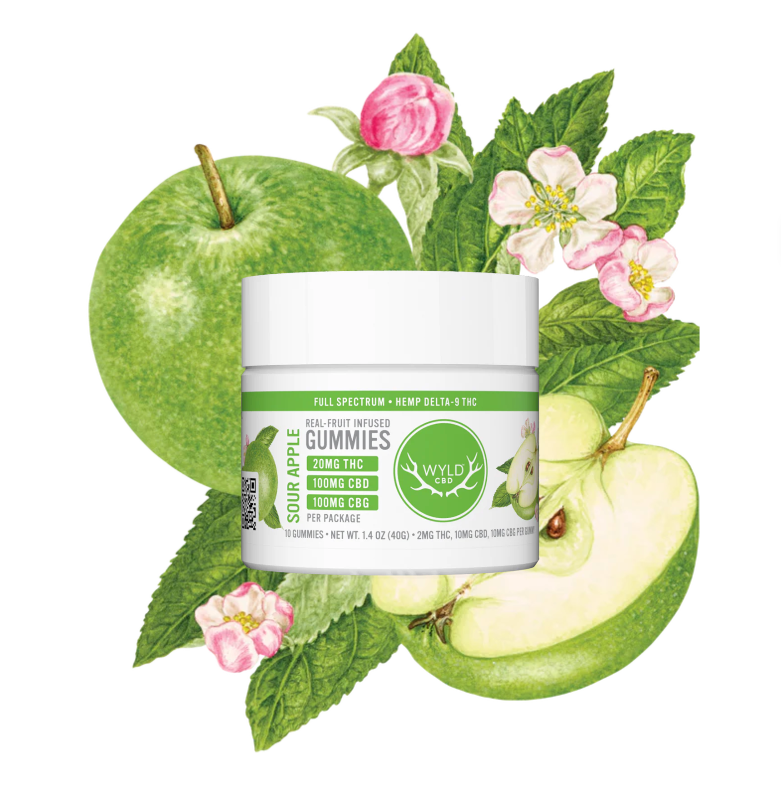 Wyld Sour Apple THC:CBD:CBG Gummies – CBDFarmacy